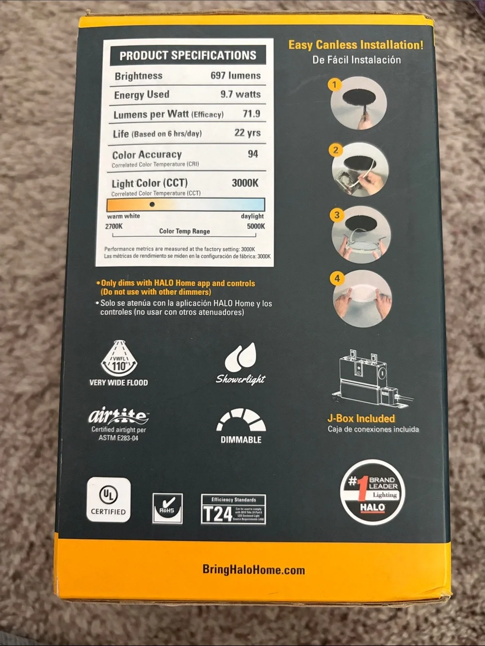 Halo Home Smart Direct Mount Downlight NIB with Anyplace Dimmer